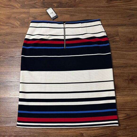 Adrianna Papell Pencil Skirt Multicolor Striped Viscose Lined Womens XL White - Picture 5 of 12